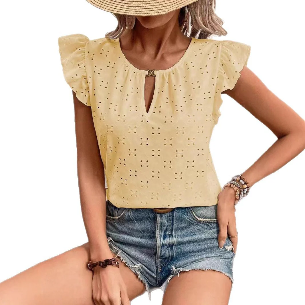 Damen Bluse mit Rüschendetails und Lochstickerei Heidi-Mode - Image 5