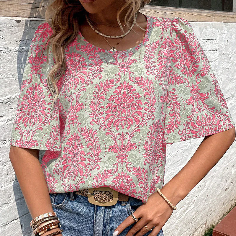Damen Bluse mit Volumetrischen Ärmeln und Floralen Mustern Heidi-Mode - Image 2