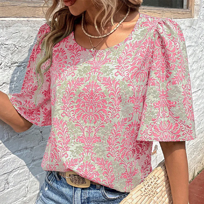 Damen Bluse mit Volumetrischen Ärmeln und Floralen Mustern Heidi-Mode - Image 4
