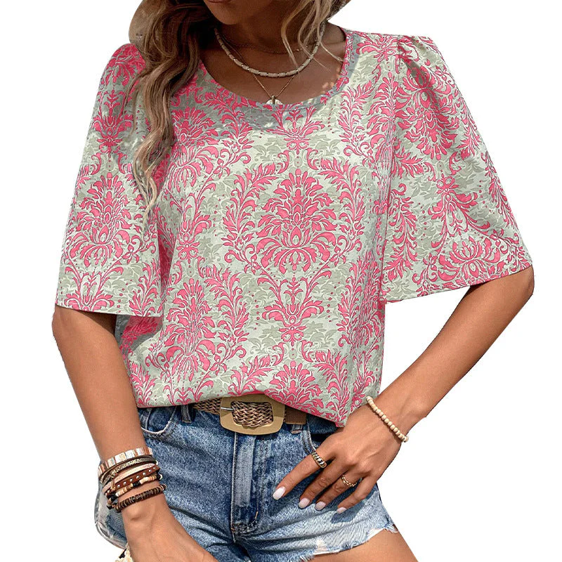 Damen Bluse mit Volumetrischen Ärmeln und Floralen Mustern Heidi-Mode - Image 5