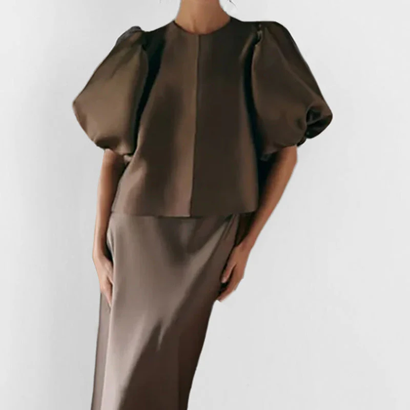 Damen Bluse mit Voluminösen Puffärmeln und Modernem Design Heidi-Mode - Image 2