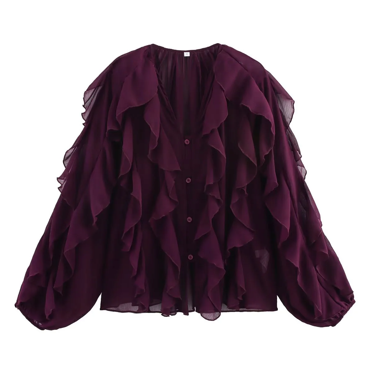 Damen Bluse mit Voluminösen Rüschendetails und Elegantem Schnitt Heidi-Mode - Image 4