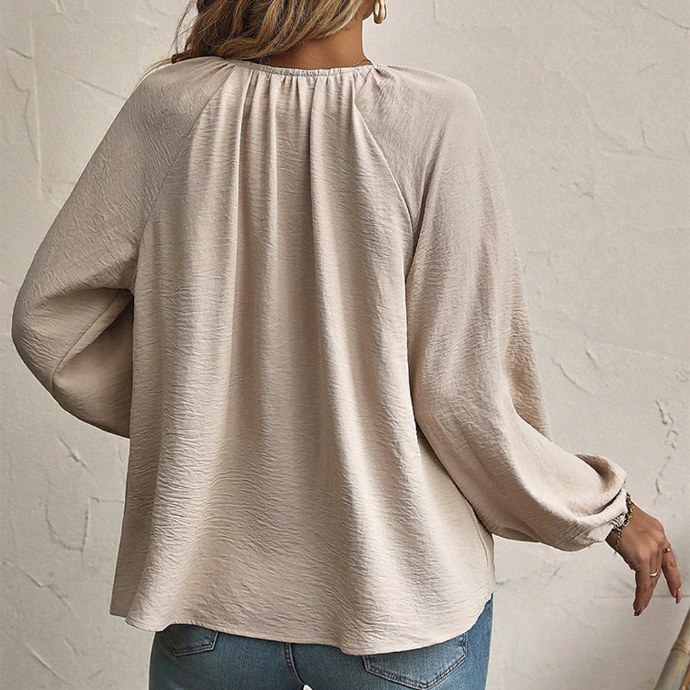 Damen Blusenshirt mit Modischen Rüschendetails und Verstellbarem Kordelzug Heidi-Mode - Image 2