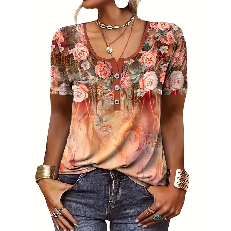 Damen Blusentop mit floralem Muster und Knopfdetails Heidi-Mode - Image 4