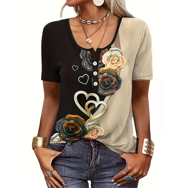 Damen Blusentop mit floralem Muster und Knopfdetails Heidi-Mode - Image 8