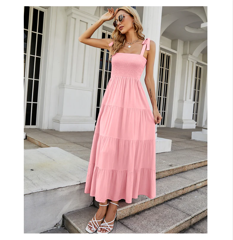 Damen Bodenlanges Rüschen-Maxikleid mit Schulterfreiem Schnitt und Fließendem Material Heidi-Mode - Image 11