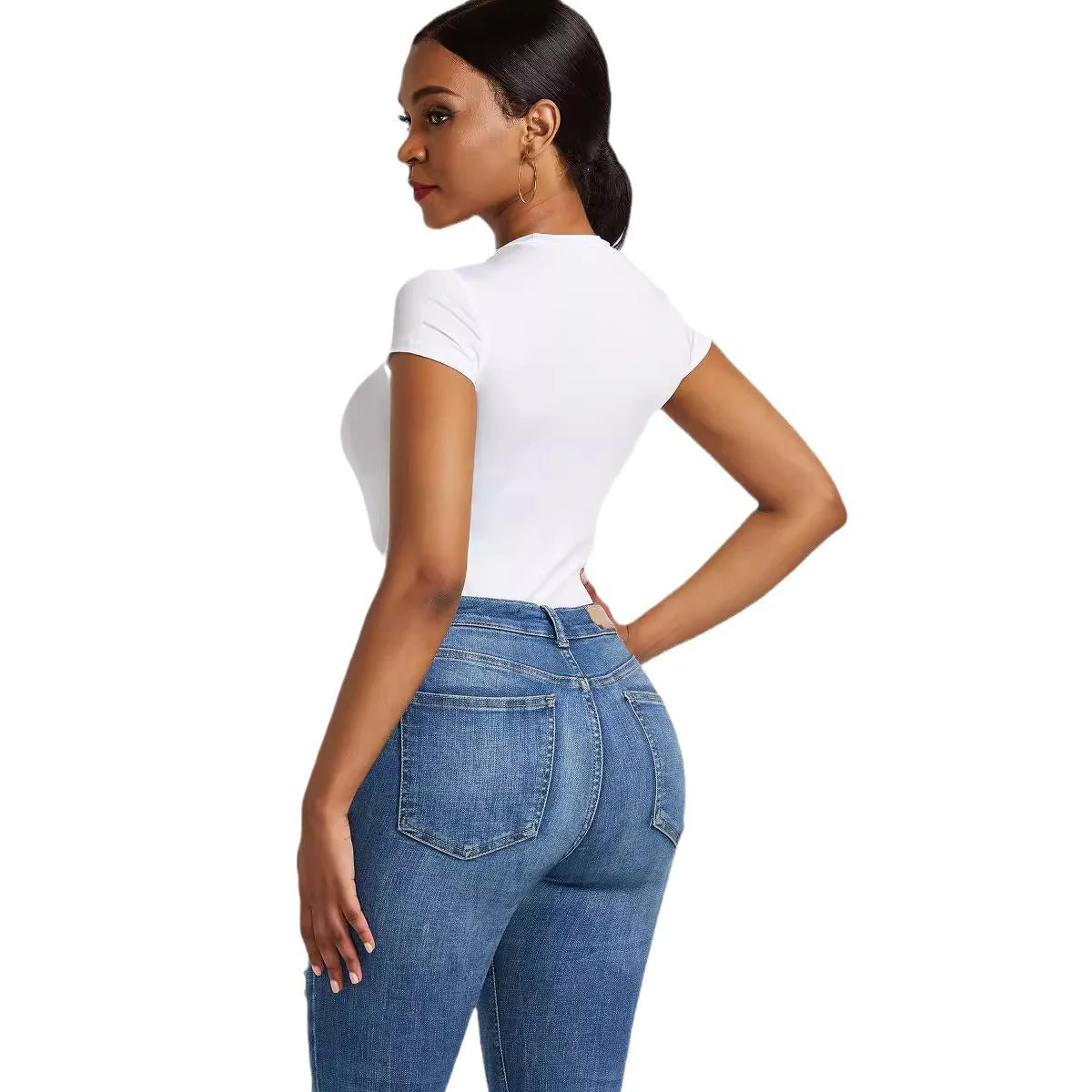 Damen Body mit Hohem Kragen und Kurzarm Heidi-Mode - Image 12