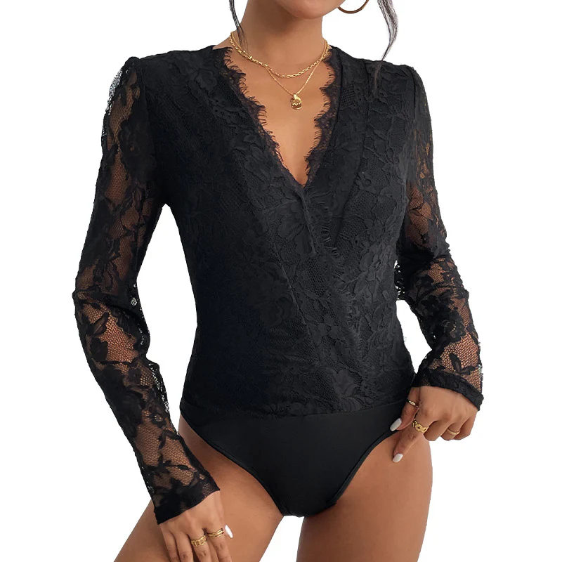 Damen Body mit romantischer Spitze und tiefem V-Ausschnitt Heidi-Mode - Image 5