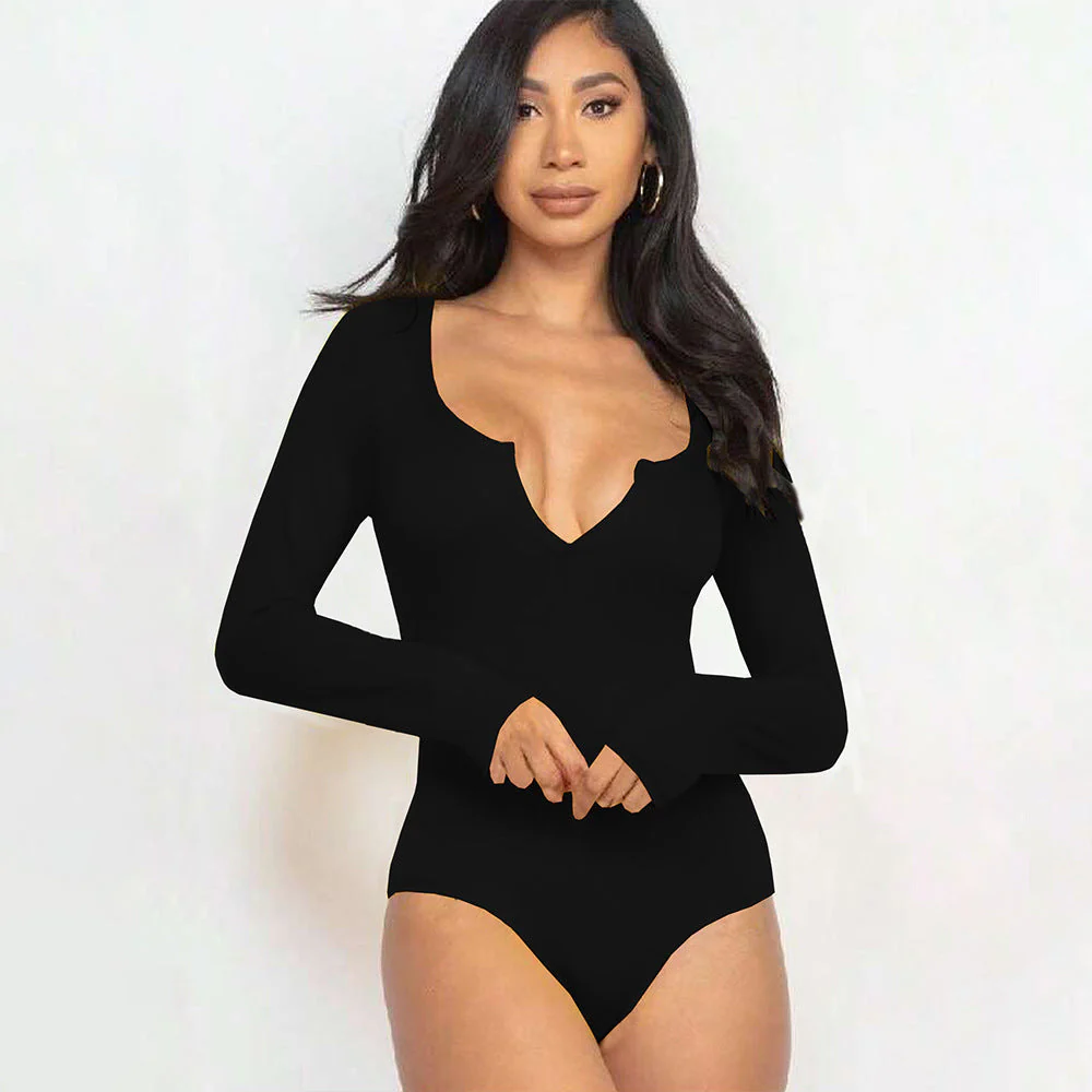 Damen Body mit Tiefem V-Ausschnitt und Langem Arm Heidi-Mode - Image 2