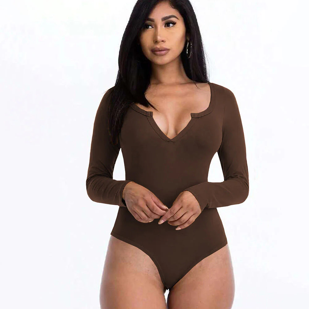 Damen Body mit Tiefem V-Ausschnitt und Langem Arm Heidi-Mode - Image 3