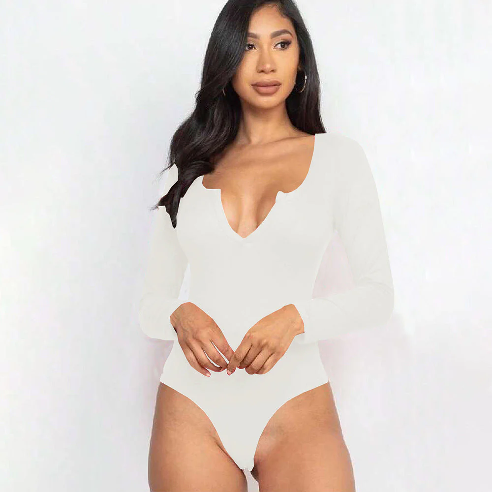 Damen Body mit Tiefem V-Ausschnitt und Langem Arm Heidi-Mode - Image 4
