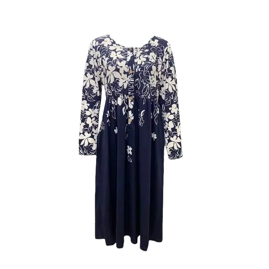 Damen Boho Maxikleid mit Floralem Print und Knöpfbarem Oberteil Heidi-Mode - Image 5