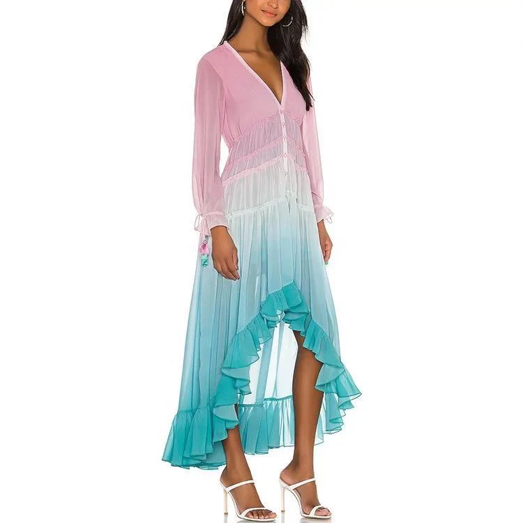 Damen Boho Maxikleid mit Voluminösem Rock und Rüschen Heidi-Mode - Image 4