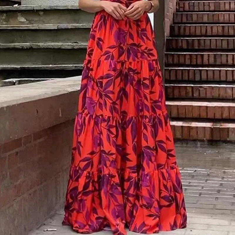 Damen Boho Maxikleid mit Voluminösen Rüschenärmeln und Gestuftem Rock Heidi-Mode - Image 3