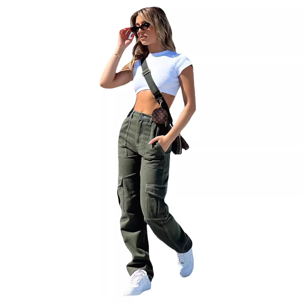 Damen Cargo-Hose mit Elastischem Bund und Praktischen Taschen Heidi-Mode - Image 5