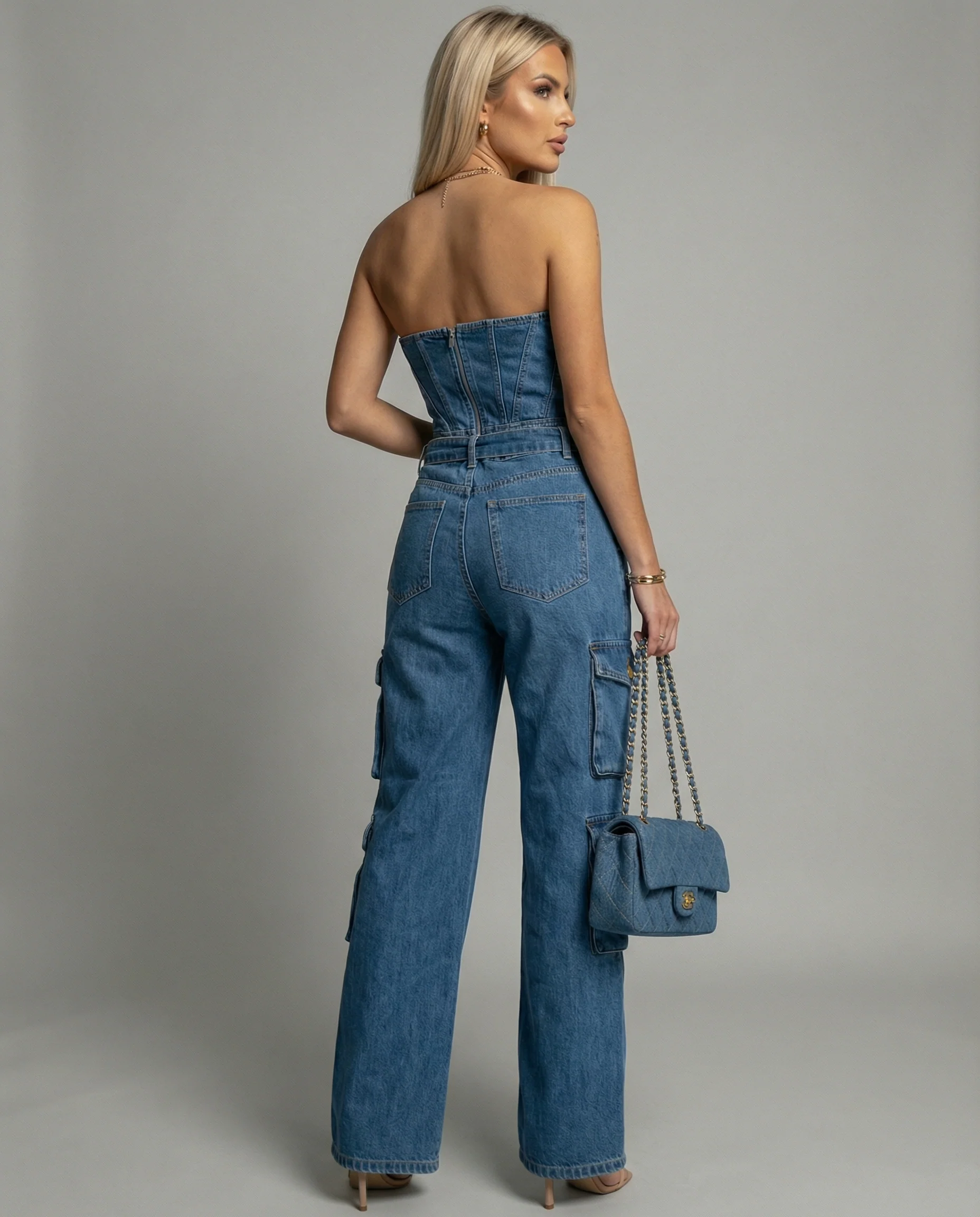 Damen Cargo-Overall mit hochgeschlossenem Design und praktischen Taschen Heidi Mode - Image 2