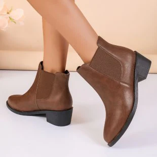 Damen Chelsea-Stiefeletten aus veganem mit elastischen Seiteneinsätzen Heidi-Mode - Image 6