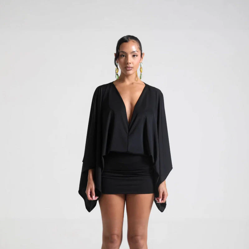 Damen Chices Minikleid mit Voluminösen Ärmeln und Elegantem Stehkragen Heidi-Mode - Image 11