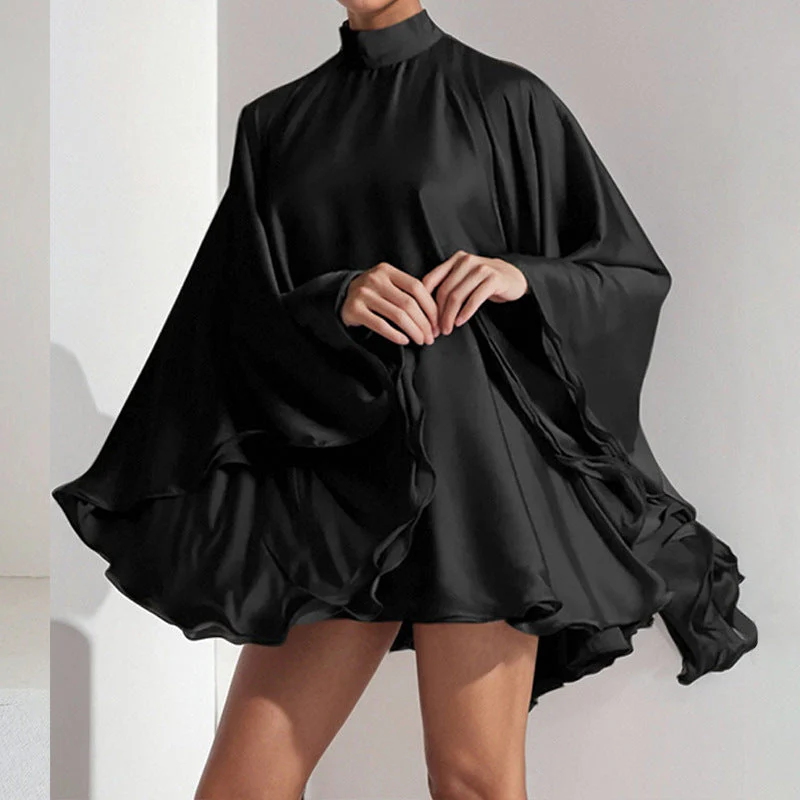 Damen Chices Minikleid mit Voluminösen Ärmeln und Elegantem Stehkragen Heidi-Mode - Image 7