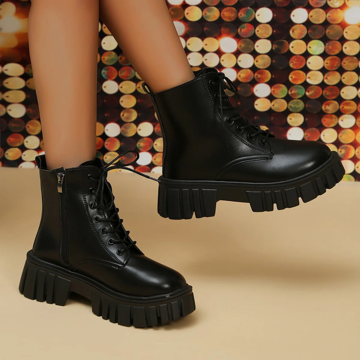 Damen Chunky Boots mit robustem Profil und praktischem Reißverschluss Heidi Mode - Image 3
