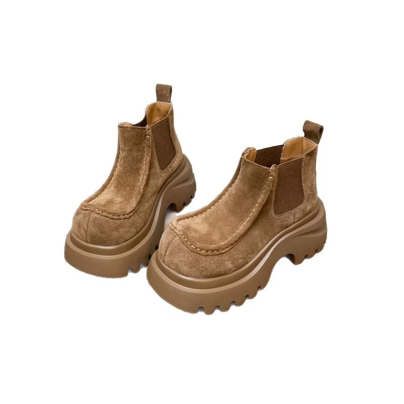 Damen Chunky Chelsea Boots mit rutschfester Profilsohle und weichem Veloursleder Heidi Mode - Image 5