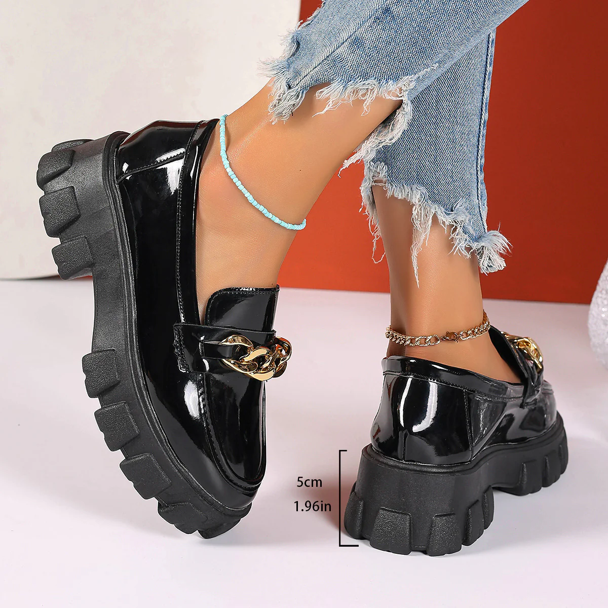 Damen Chunky Loafers mit modischer Kettenapplikation Heidi Mode - Image 4