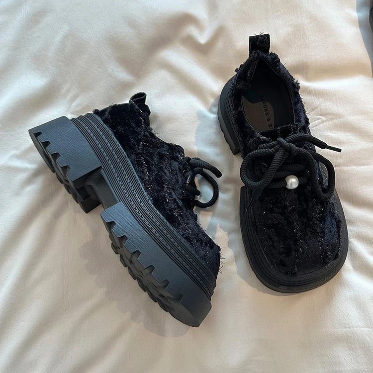 Damen Chunky Plattform-Sneaker mit strukturiertem Obermaterial und modischer Schnürung Heidi Mode - Image 2