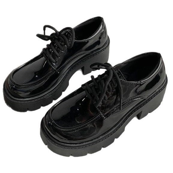 Damen Chunky Schnürschuhe mit Robustem Blockabsatz und Glänzender Oberfläche Heidi-Mode - Image 5
