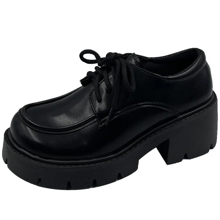 Damen Chunky Schnürschuhe mit Robustem Blockabsatz und Glänzender Oberfläche Heidi-Mode - Image 6