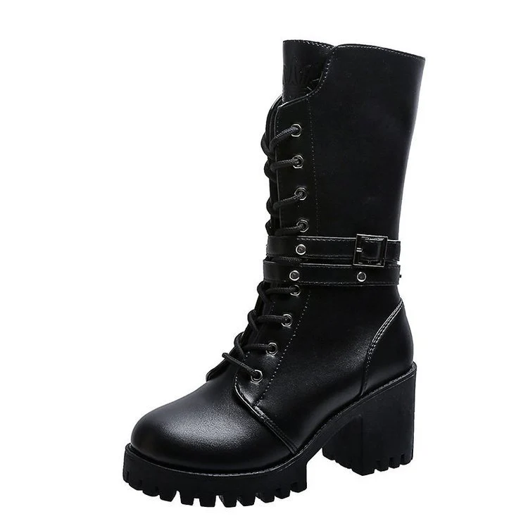 Damen Chunky Schnürstiefel mit modernem Design und robustem Blockabsatz Heidi Mode - Image 5