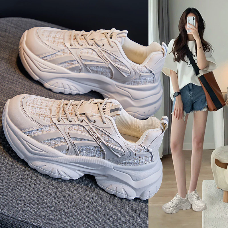 Damen Chunky Sneakers mit atmungsaktiver Mesh-Konstruktion und robustem Sohlenprofil Heidi Mode