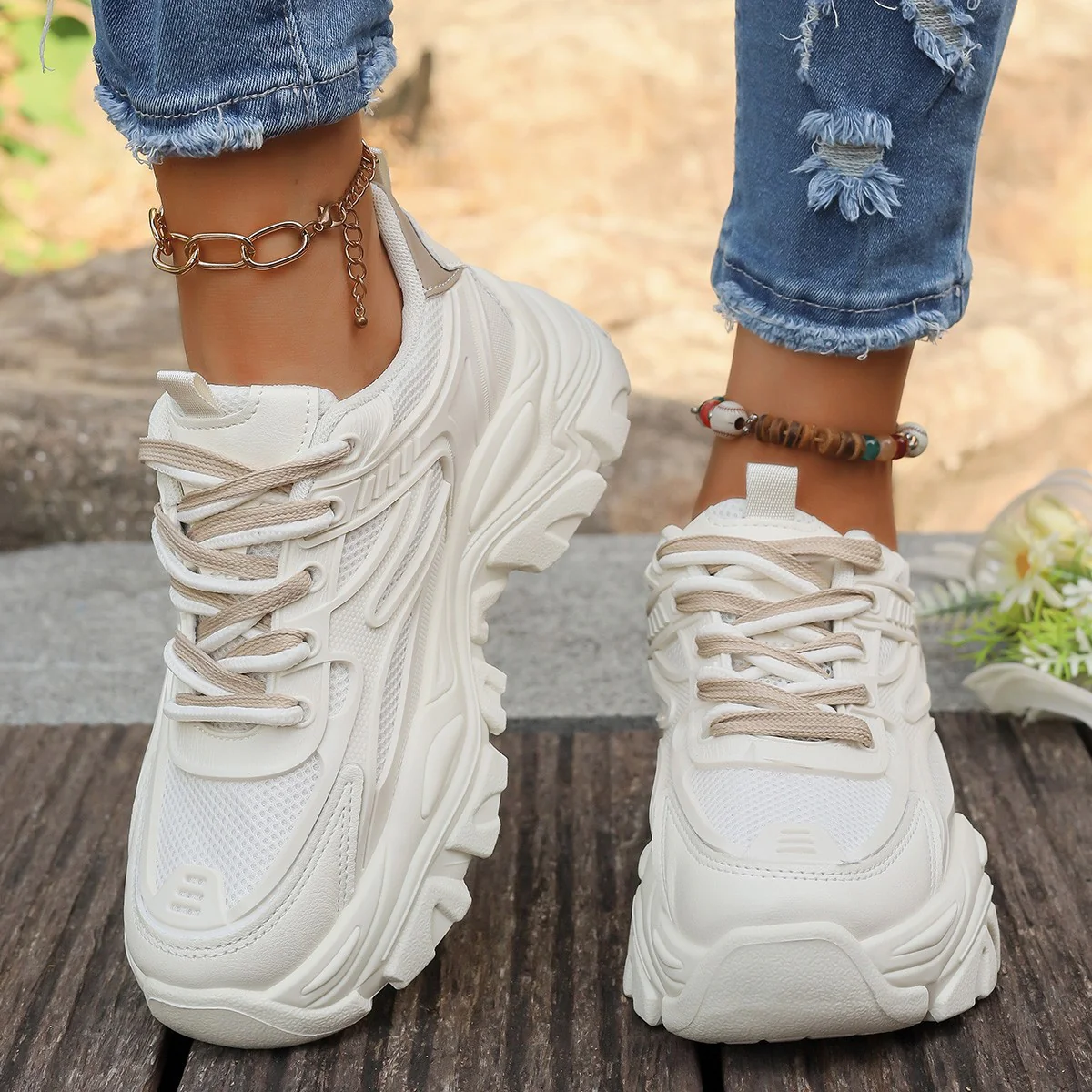 Damen Chunky Sneakers mit dämpfender Sohle und atmungsaktivem Obermaterial Heidi Mode - Image 4