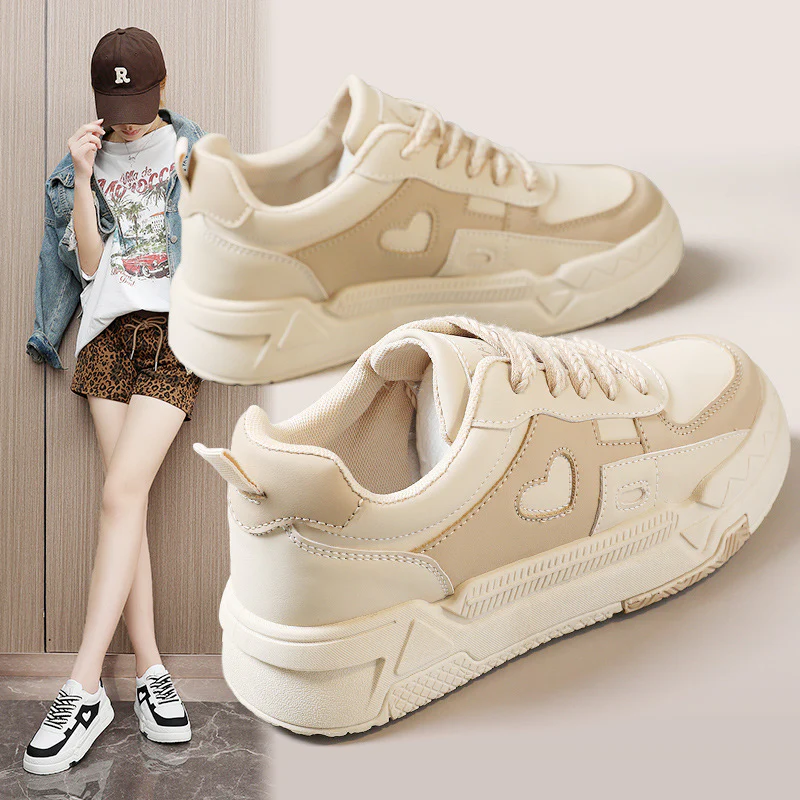 Damen Chunky Sneakers mit Herz-Applikation und dämpfender Sohle Heidi Mode