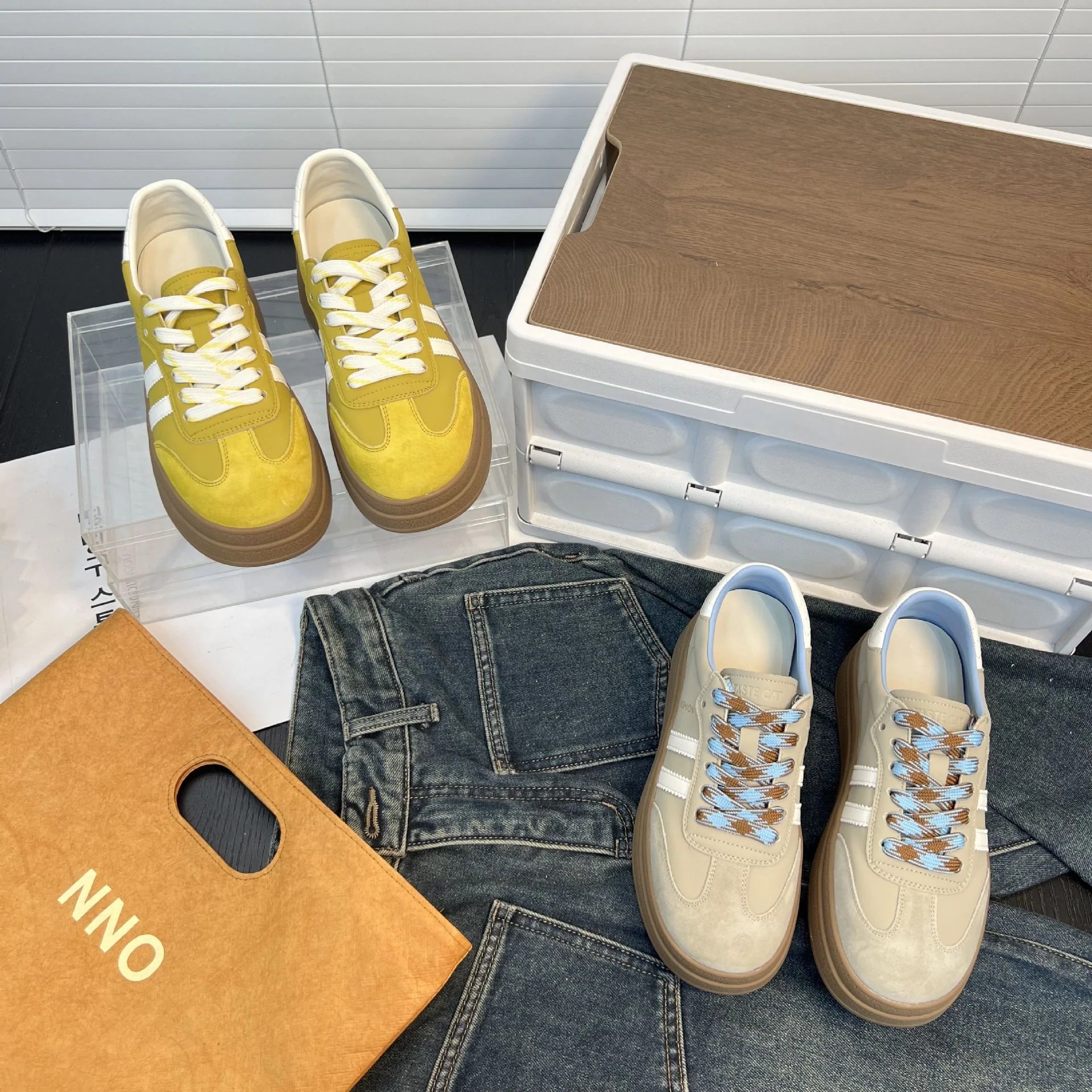 Damen Chunky Sneakers mit modischer Plateau-Sohle und atmungsaktiver Obermaterialstruktur Heidi Mode - Image 3