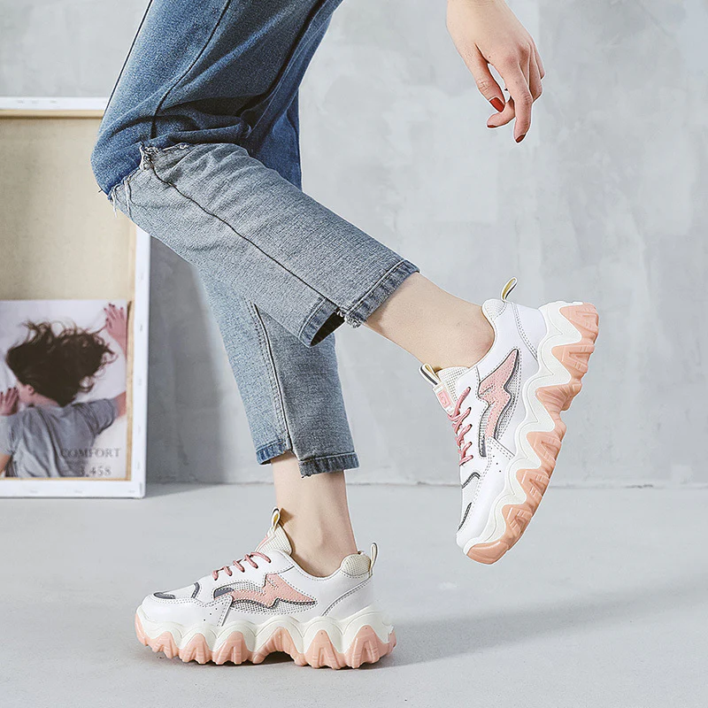Damen Chunky Sneakers mit rutschfester Sohle und atmungsaktivem Obermaterial Heidi Mode - Image 4
