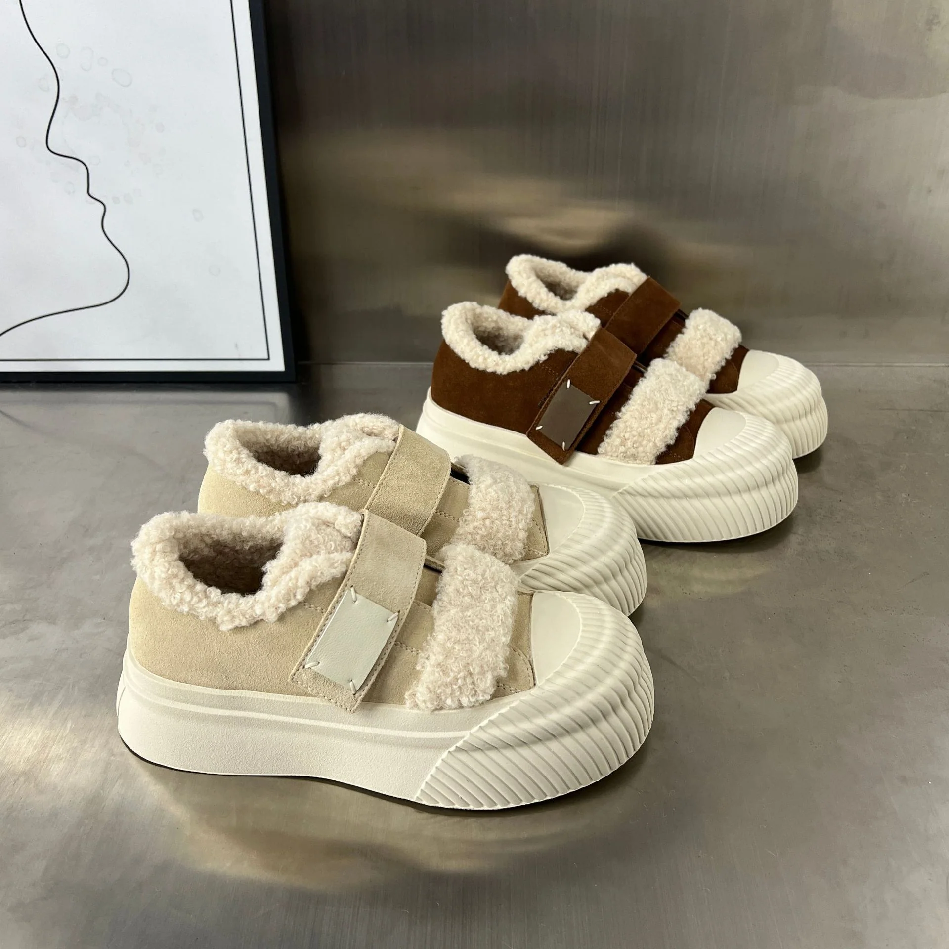 Damen Chunky Sneakers mit warmem Futter und praktischem Klettverschluss Heidi Mode - Image 3