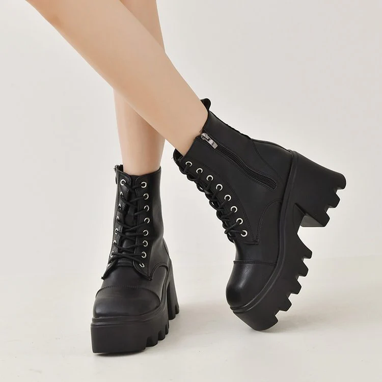 Damen Chunky Stiefel mit modischen Schnallen und robustem Plateau-Heel Heidi Mode - Image 6
