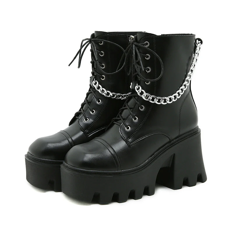Damen Chunky Stiefel mit modischen Schnallen und robustem Plateau-Heel Heidi Mode - Image 7