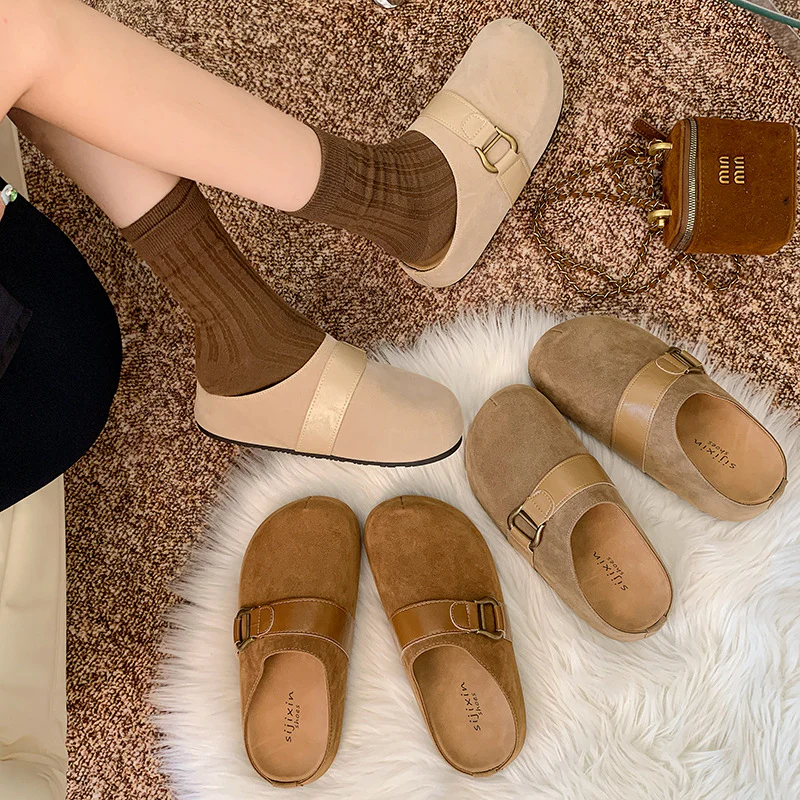 Damen Clogs aus hochwertigem Wildleder mit modischem Schnallenverschluss Heidi Mode - Image 4