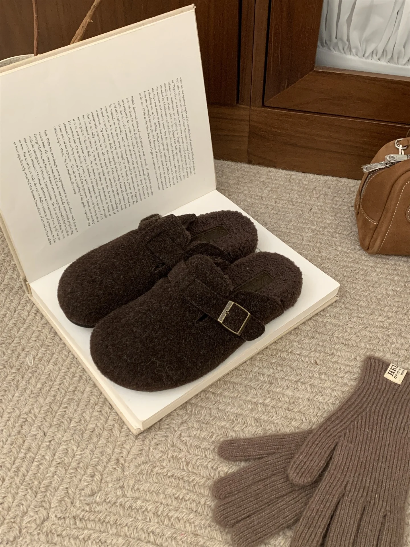 Damen Clogs aus hochwertigem Wollfilz mit dekorativen Schnallenapplikationen Heidi Mode - Image 8