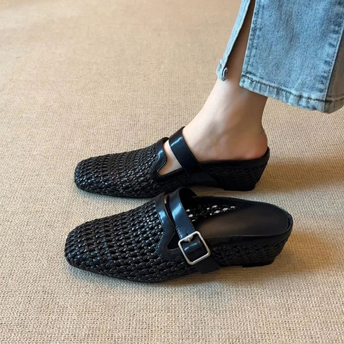 Damen Clogs mit modischem Geflecht und verstellbarem Riemen Heidi Mode - Image 6