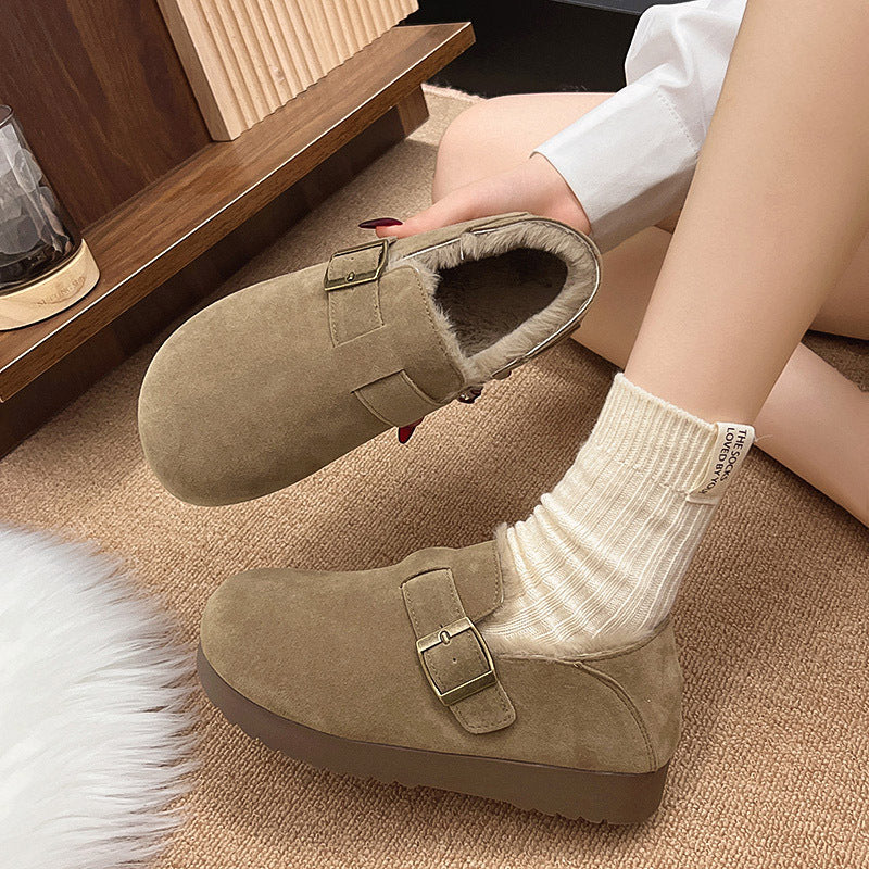 Damen Clogs mit weichem Kunstfellfutter und dekorativem Schnallenverschluss Heidi Mode - Image 2