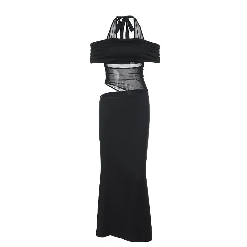 Damen Cocktailkleid mit Schulterfreiem Design und Raffiniertem Netz-Einsatz Heidi-Mode - Image 5