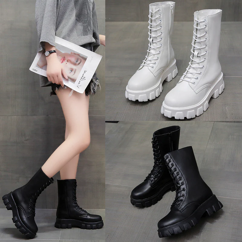 Damen Combat Boots mit extrastarker Profilsohle und modischem Schnürsystem Heidi Mode - Image 2