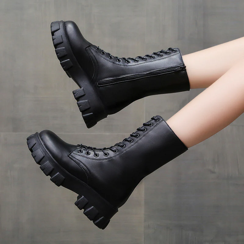 Damen Combat Boots mit extrastarker Profilsohle und modischem Schnürsystem Heidi Mode - Image 4