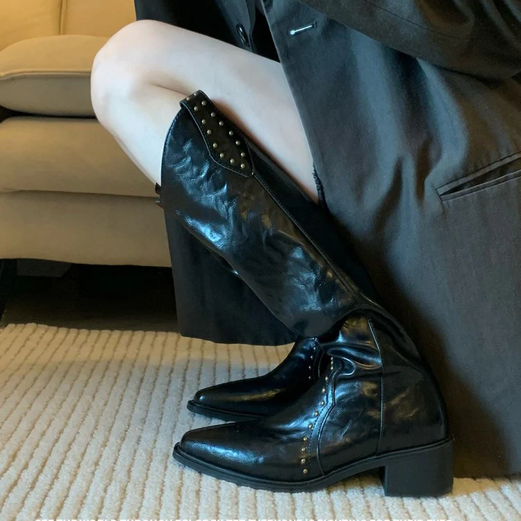 Damen Cowboy-Stiefel mit dekorativen Nieten Heidi Mode - Image 2