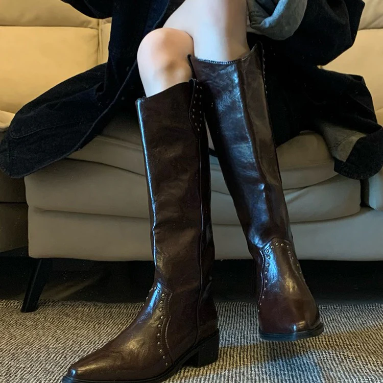 Damen Cowboy-Stiefel mit dekorativen Nieten Heidi Mode - Image 3
