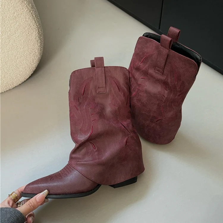 Damen Cowboy-Stiefel mit gerafftem Schaft und filigranen Nähten Heidi Mode - Image 2