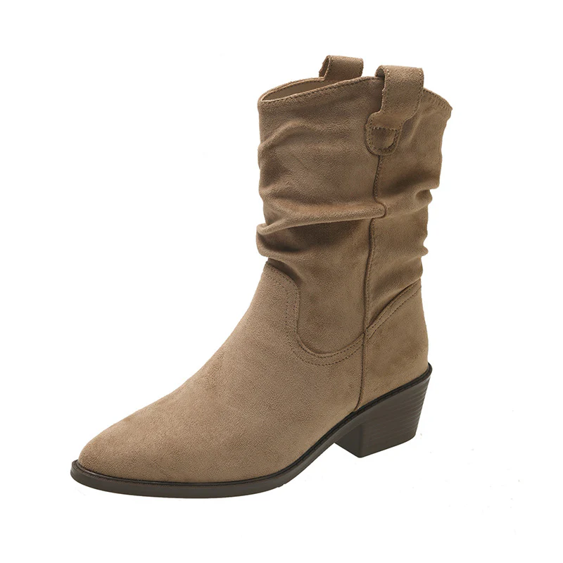 Damen Cowboy-Stiefel mit modischem Falten-Design und komfortablem Blockabsatz Heidi Mode - Image 5