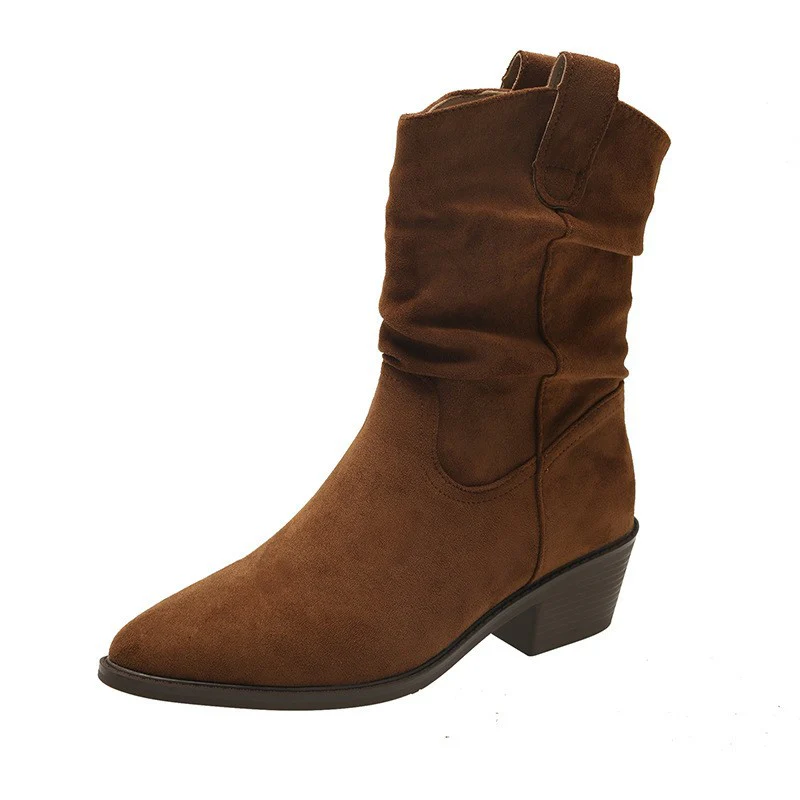 Damen Cowboy-Stiefel mit modischem Falten-Design und komfortablem Blockabsatz Heidi Mode - Image 6